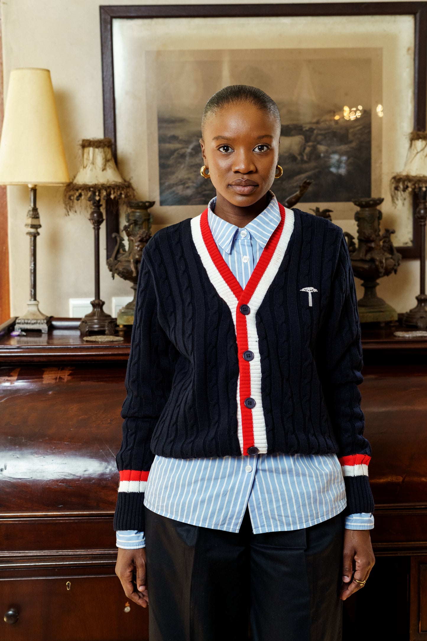 NAVY TENNIS CARDIGAN