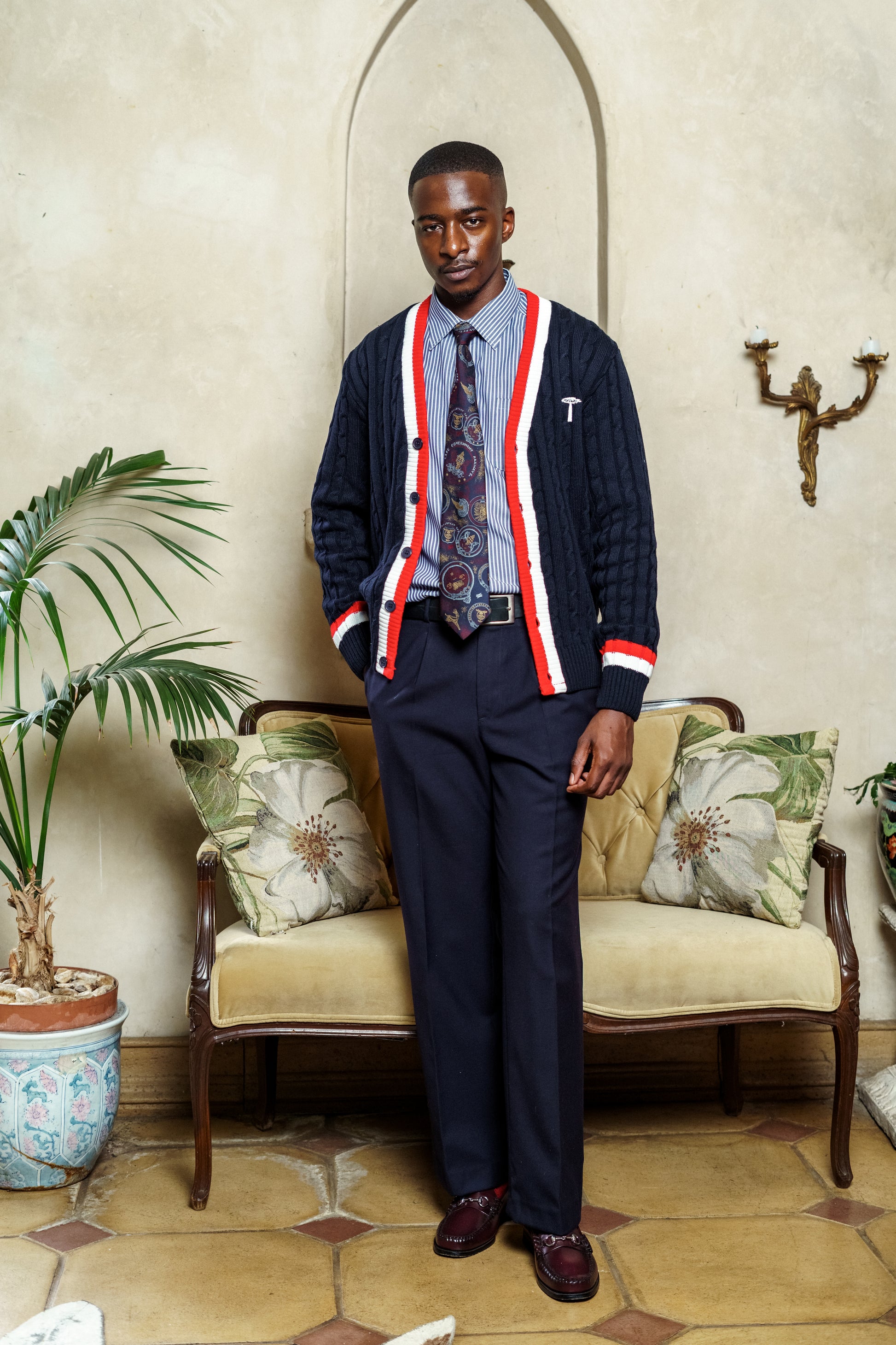 NAVY TENNIS CARDIGAN
