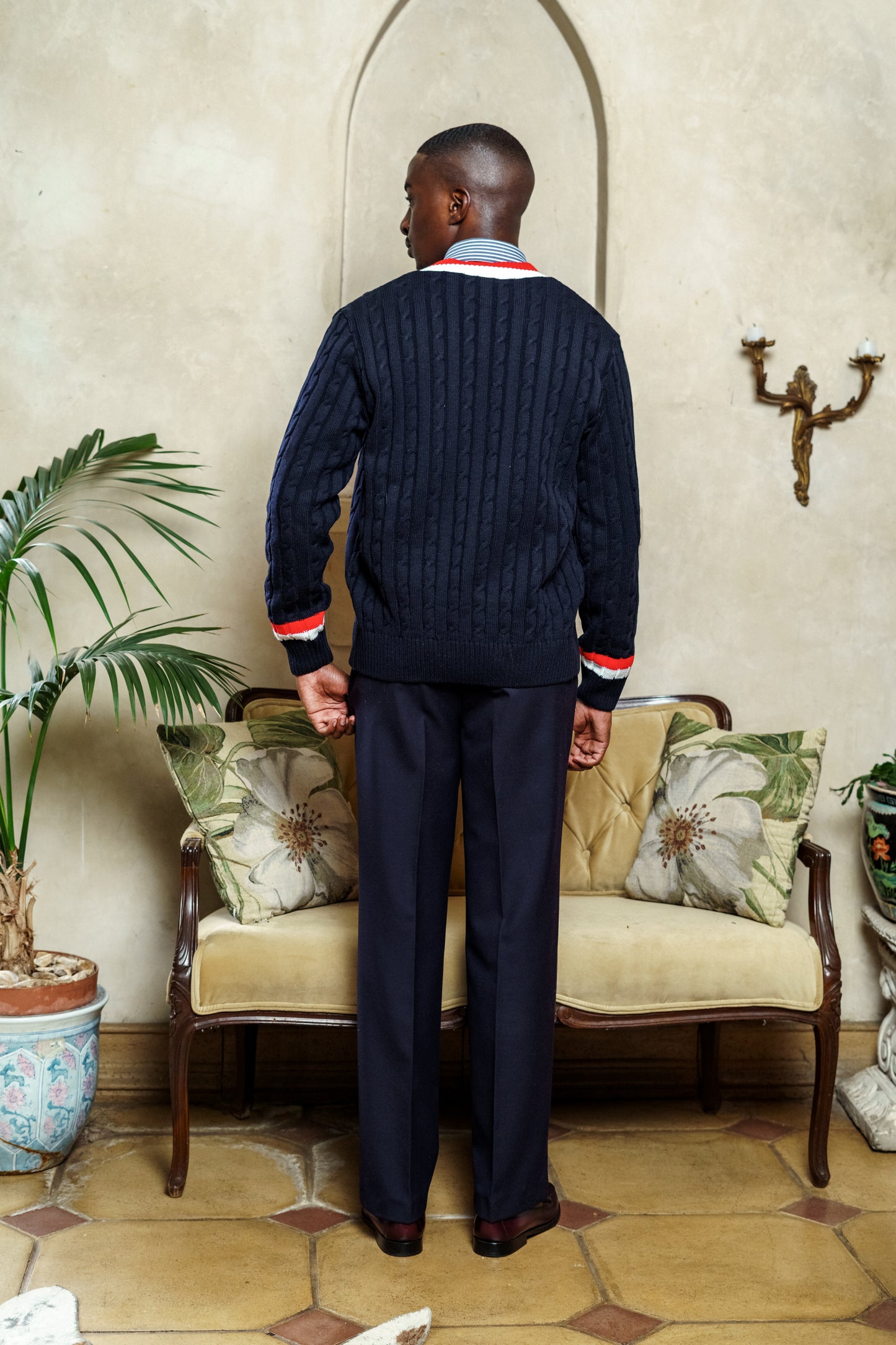 NAVY TENNIS CARDIGAN